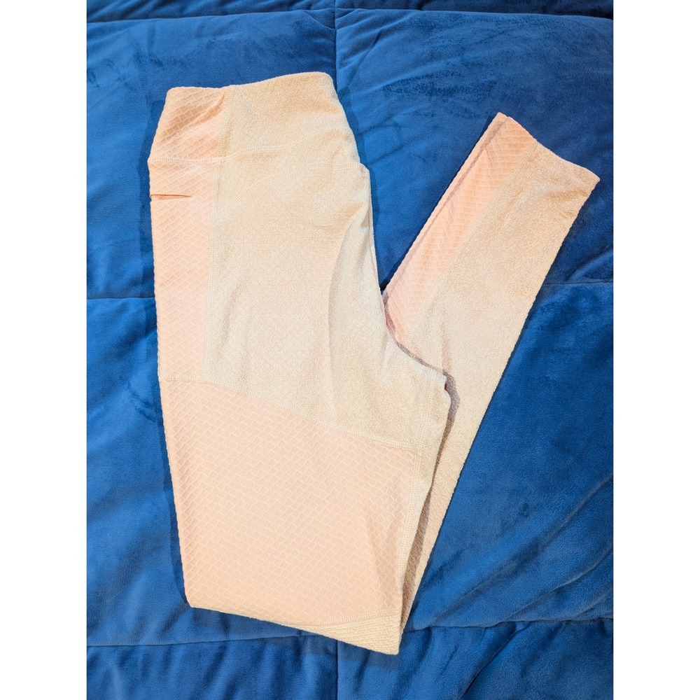 Gymshark True Texture Leggings Peach Pocket Mesh Activewear - Size M